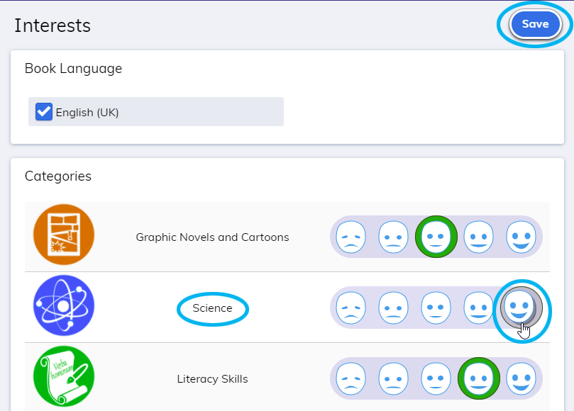 example of interest inventory selections for younger students