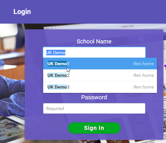 type your school name, then select the school from the list