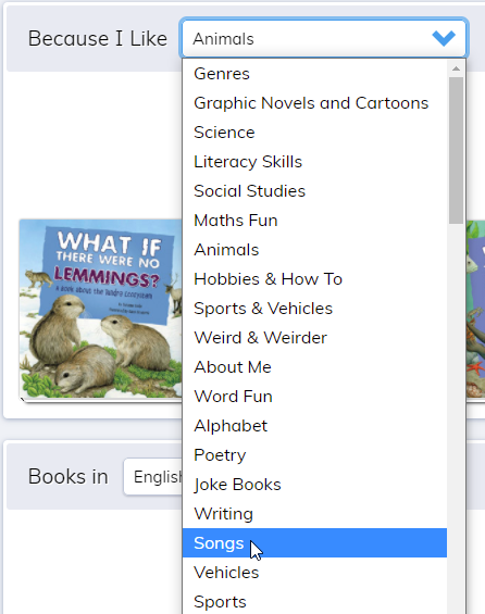 example of a drop-down selection
