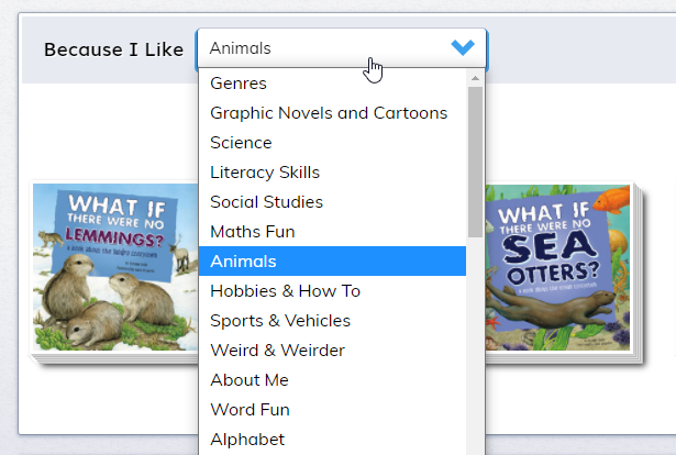 example of a Because I Like drop-down list