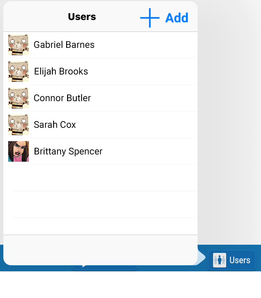 example of the list of students under Users