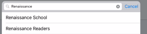 example showing some of the school name entered and a list of matching schools