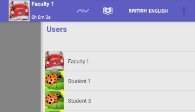 example of a list of students under Users