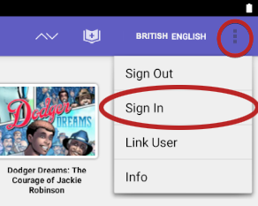 the menu icon and the Sign In option in the menu