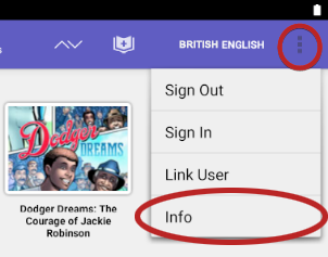 select the menu icon, then info