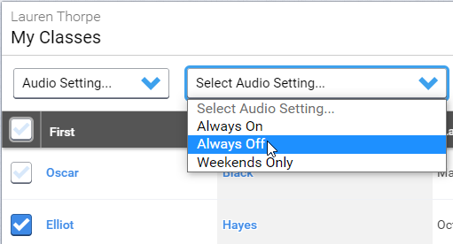 use the second drop-down list to choose Always Off