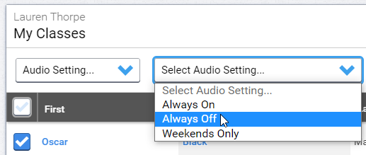 use the second drop-down to select an audio setting