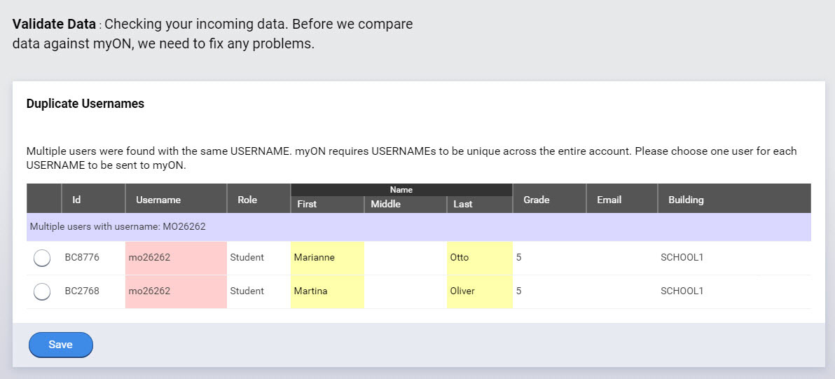 example of two users with the same user name