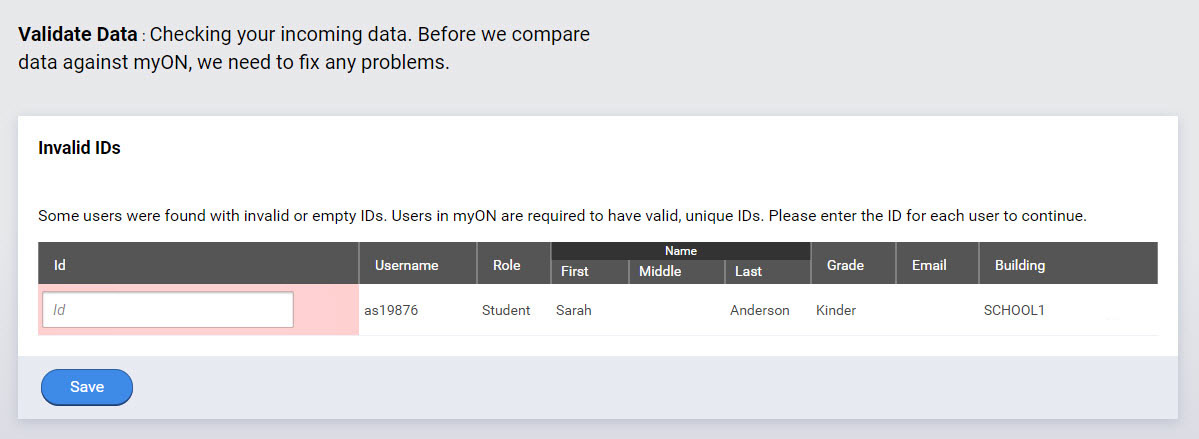 example of a user with a blank ID