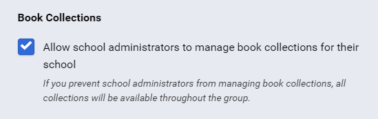 the book collections settings