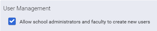 the user management setting