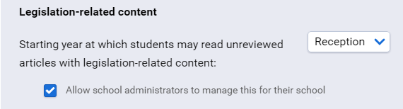 the Legislation-Related Content settings