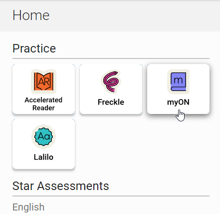 the student's myON tile