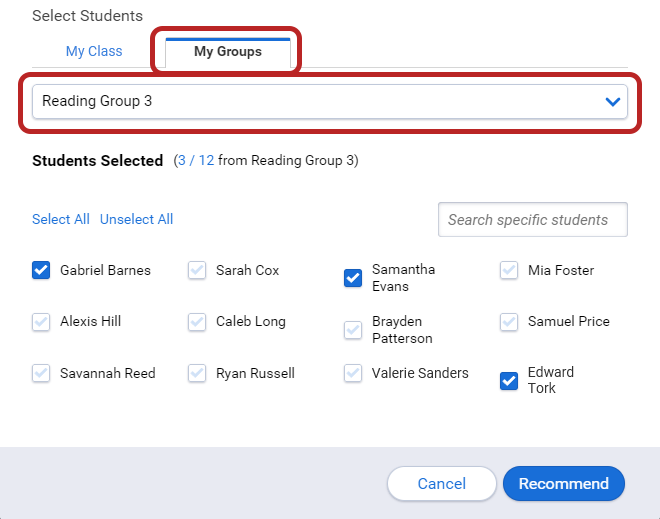 the My Groups tab