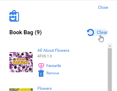 the Clear option in the Book Bag