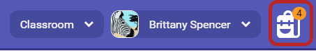 the Book Bag icon at the top of the page