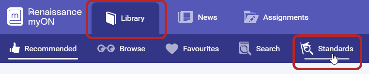 the Library and Standards tabs