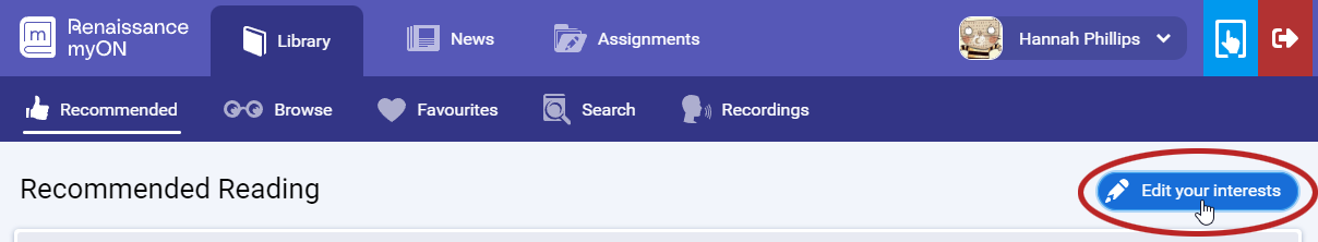 the Edit Your Interests button