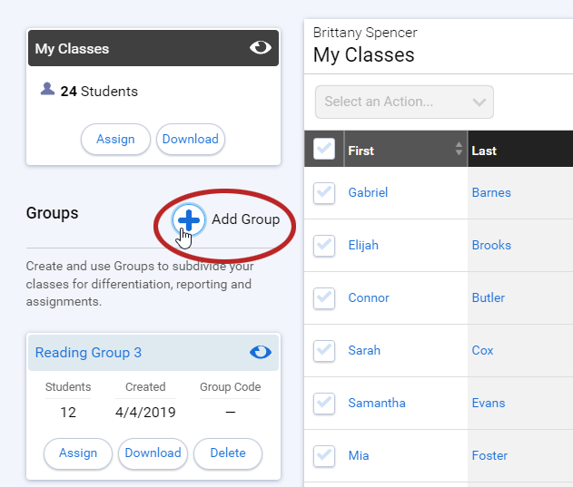 the Add Group option on the left