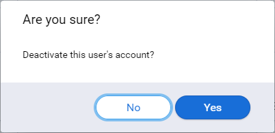 the confirmation message for deactivating the student