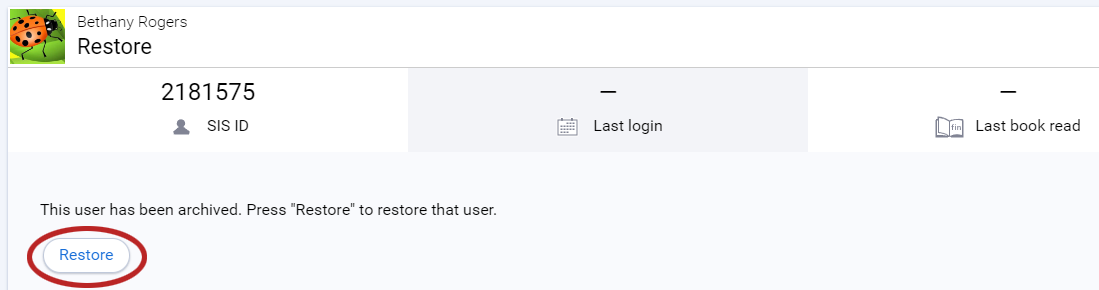the restore page