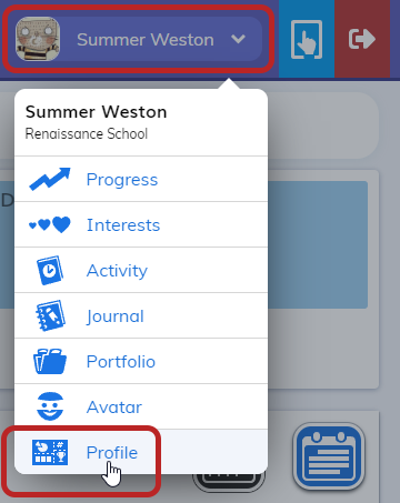 select your name, then Profile in the menu
