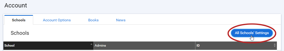the All Schools' Settings Button