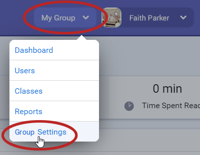 select My Group at the top of any page, then Group Settings in the menu
