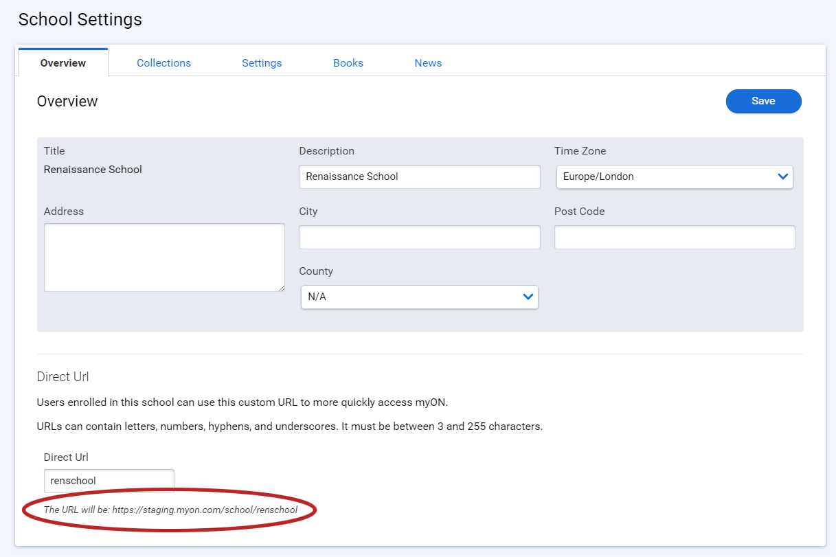 the school information with the direct link