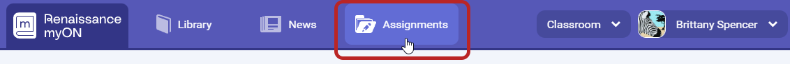 the Assignments link in the header