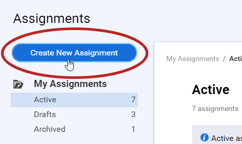 the Create New Assignment button
