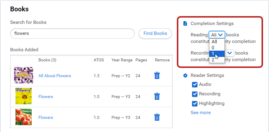 the completion settings for an assignment