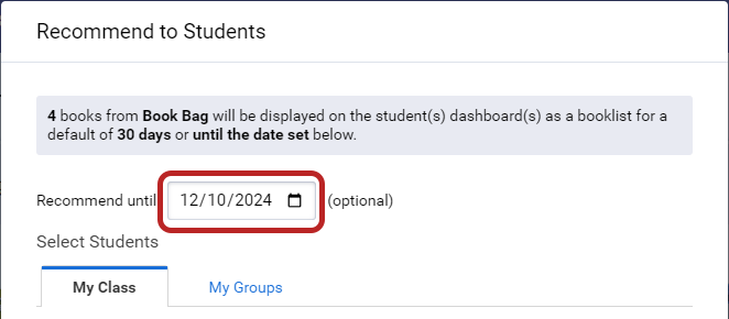 the end date field