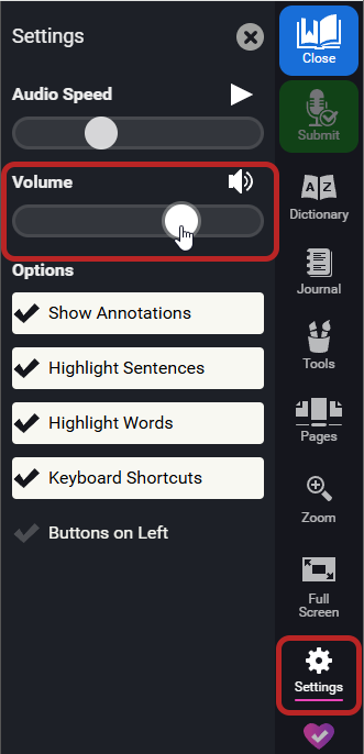 the Settings open and the volume control