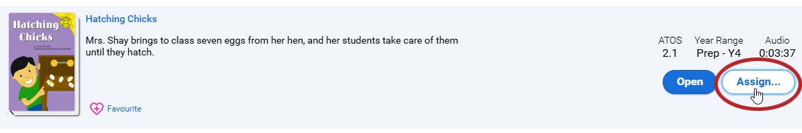 the Assign button for a book in the list view