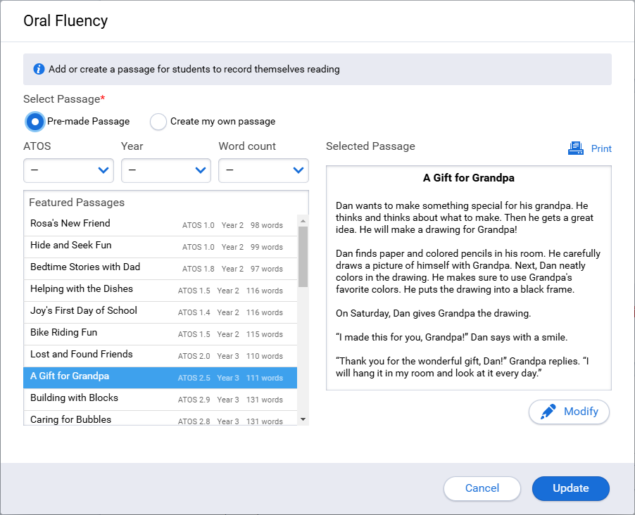 the oral fluency edit window