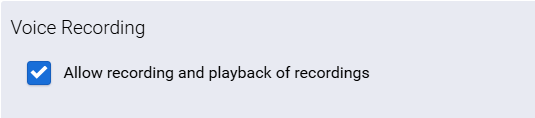 the tick box labeled Allow recording and playback of recordings