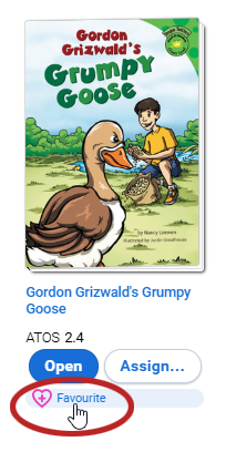 the Favourite option for a book